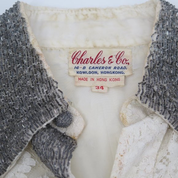 Vintage MCM Charles & Co Lace and beaded dress - Picture 6 of 11